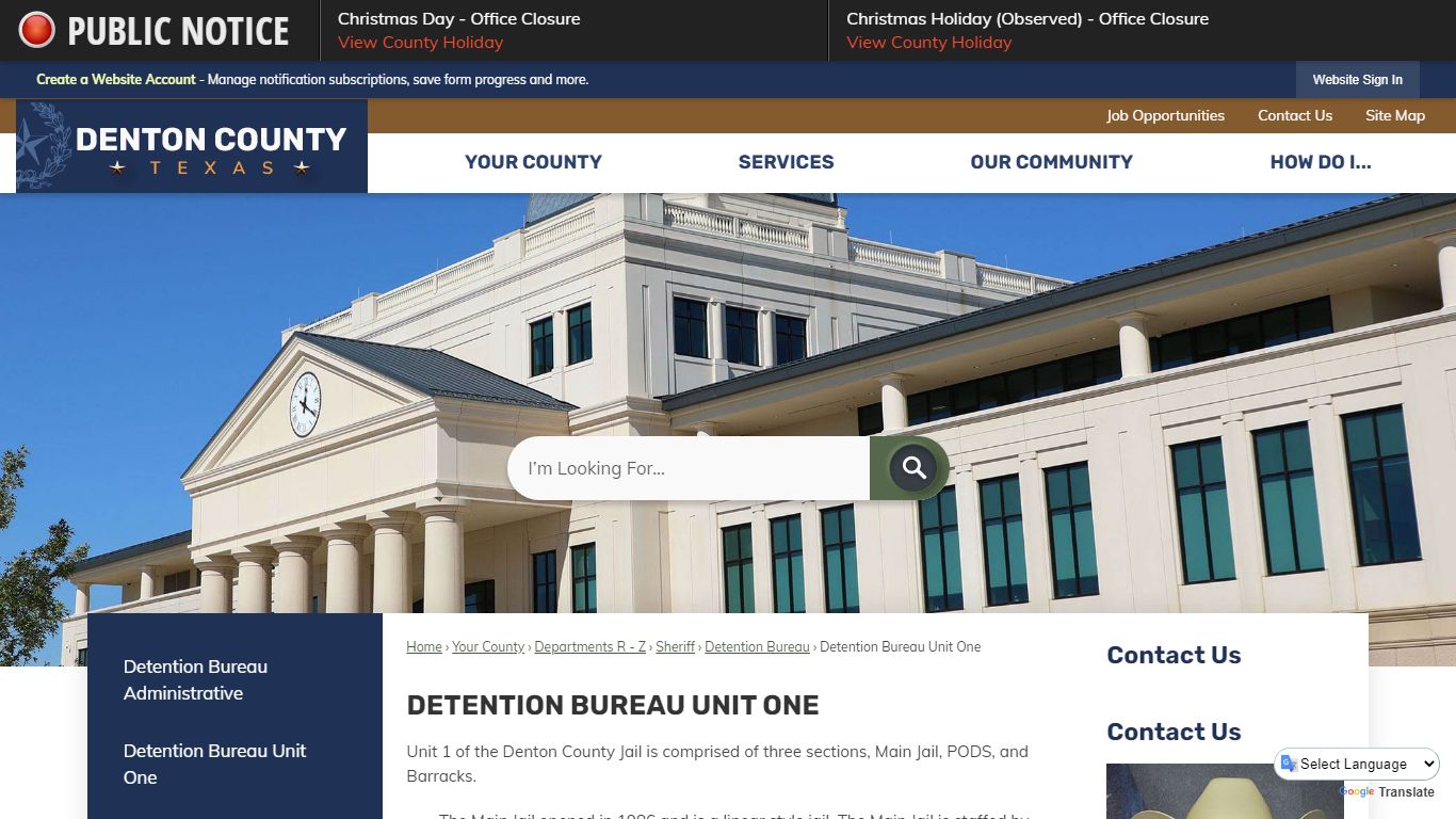 Detention Bureau Unit One | Denton County, TX